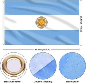 <span class=keywords><strong>Drapeau</strong></span> de l'Argentine 3x5 pieds personnalisé en polyester, impression sérigraphique, motif <span class=keywords><strong>croix</strong></span> <span class=keywords><strong>blanche</strong></span>, longue durée de vie - Product Image 5