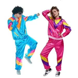 Retro Shell Suit Ladies Men Fancy Dress tuta 1980s Scouser Womens 80s Costume