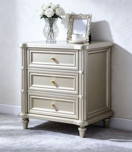 Premium Traditional Champagne Gold 3-<b>Drawer</b> Luxury Nightstand with Round Legs for Bedroom Storage - Product Image 2