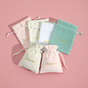 7x9cm Wholesale Luxury White Pink Green Cream High End <b>Thick</b> Velvet Pouch Jewelry Drawstring Gift Pouch Bag Packaging for <b>Ring</b> - Product Image 1