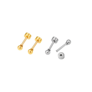 Orecchini a perno con sfera in acciaio, di piccole dimensioni, in acciaio inossidabile, per donna, gioielli alla moda - Product Image 1