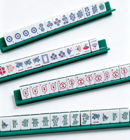 Mahjong en acrylique double couche de qualité supérieure, thème imprimé personnalisé, étiquette OEM prise en charge, ensemble de jeu de société pour 4 joueurs
