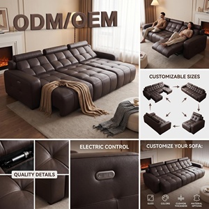 Sofá Cama Seccional Eléctrico Moderno, Juego de Tres Plazas en Cuero Genuino, Patas de Acero Inoxidable, para Uso Comercial/Apartamento/Villa - Product Image 3