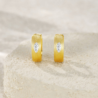 Boucles d'oreilles créoles en argent sterling 925 avec moissanite taille marquise pour femme, solitaires, taille ronde, couleur D, moissanite VVS1, boucles d'oreilles diamant