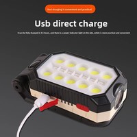 Lampe de travail LED COB rechargeable, portable, magnétique, avec charge USB, pliable, pour inspection d'atelier, avec crochet pour réparation automobile