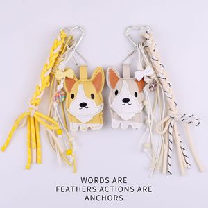 Original Ins estilo lindo y divertido multicolor Corgi mascota llavero en forma de corazón Miu serie coche bolsa colgante - Product Image 3