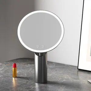 Espejo de maquillaje iluminado recargable con Mesa de color personalizado, espejo de maquillaje de tocador iluminado con Led redondo con luz
