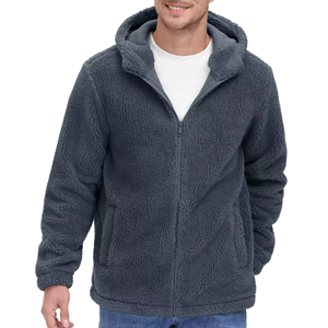 Veste en polaire sherpa réversible personnalisée pour homme, fermeture éclair intégrale, confortable, chaude, coupe classique, manteau d'hiver décontracté, veste unie teinte - Product Image 1