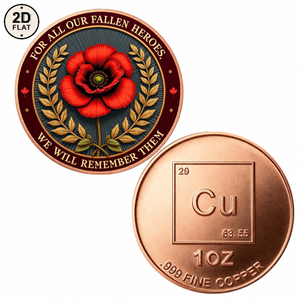 Pièce de monnaie en cuivre pur 999 de 1 once en gros, avec motif de fleur de coquelicot rouge « Pour tous nos héros tombés, nous les commémorerons », objet de collection commémoratif - Product Image 1
