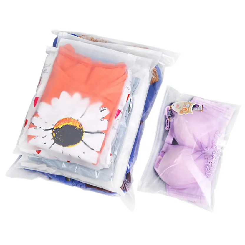 Прозрачный матовый пакет на молнии с индивидуальным логотипом, самозапечатывающийся пластиковый пакет для нижнего белья, прозрачная упаковка, сумка для хранения одежды, оптовая продажа