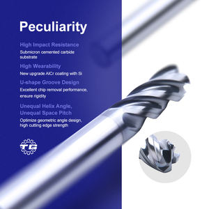 قاطع تفريز جانبي Tg ، طلاء ألكرسين مسطح من كربيد فريرا <span class=keywords><strong>45</strong></span> ، زاوية 4 فلوت OEM مخصصة - Product Image 3