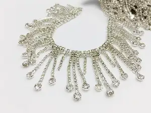 Wholesale Exquisite Crystal Stone Flatback Fringe Decorative Chain DIY Hem Collar Waist Chain For Wedding Parties Nail Art Use