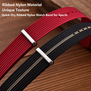 JUELONG Hochwertiges Ridge Woven Nylon-Uhrenarmband 18mm 20mm 22mm gerippte Uhrenarmbänder - Product Image 4