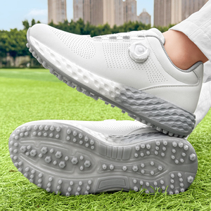 Chaussures <span class=keywords><strong>de</strong></span> <span class=keywords><strong>golf</strong></span> imperméables sans crampons pour hommes et femmes, boucle rotative, crampons haut <span class=keywords><strong>de</strong></span> gamme, chaussures <span class=keywords><strong>de</strong></span> <span class=keywords><strong>golf</strong></span> en cuir imperméables pour couples - Product Image 4