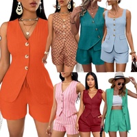 Ensemble deux pièces rayé sans manches pour femme, collection été 2026 YK2, style décontracté, streetwear, club, loungewear, ensembles assortis, vente en gros