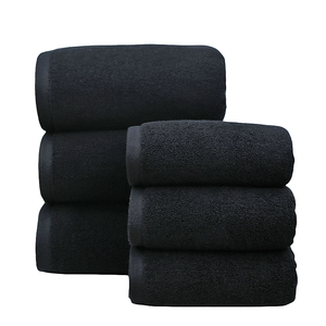 Vente en gros 100% coton personnalisé broderie éponge noire serviettes de luxe serviette de bain 70*140cm 35*75cm pour hôtel et usage domestique - Product Image 1