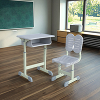 Meubles scolaires modernes, bureaux et chaises réglables avec plateau en plastique et structure en acier pour les étudiants, utilisation à domicile ou au bureau