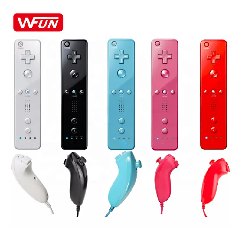 Pengendali jarak jauh pabrik untuk wii mendukung Logo OEM 2 in 1 gerak Plus pengontrol Nunchuck untuk wii Remote