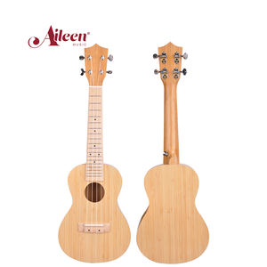 อูคูเลเล่คอนเสิร์ตสีธรรมชาติ 23 นิ้ว ทำจากไม้ไผ่ พร้อมสายสะพาย 2 ตัว (AU09L-23) - Product Image 1