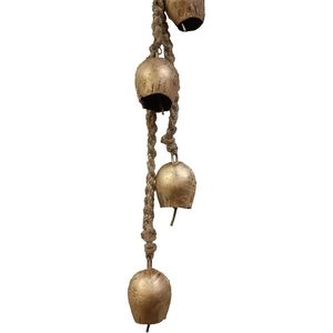 PARIJAT Handmade Golden Iron 4 Cluster Shape Hanging <b>Bells</b> Elegant Wind <b>Chimes</b> for Indoor Outdoor Home Wedding Decor Balcony - Product Image 1