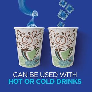 12oz Paper Coffee <b>Cups</b> with Coffee <b>Cup</b> Swirls and Beans Design <b>Disposable</b> Single Wall Hot Drink 500 Count - Product Image 6