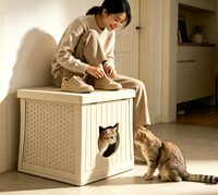 Isolé Résistant Aux Intempéries Étanche Forme Rectangle En Plastique Chat Maison Empilable Extérieur Intérieur Sauvage Chat Abri Maisons Préfabriquées