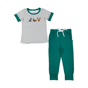 RTS mignon broderie chien canard à manches courtes tenue pour bébé garçons automne hiver vêtements ensembles en gros enfants vêtements - Product Image 1