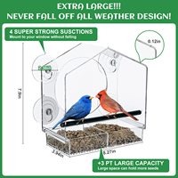 Mangeoire à oiseaux de fenêtre avec 4 ventouses extra fortes, grande maison d'oiseau extérieure pour cardinaux Bluebird Chickees etc.