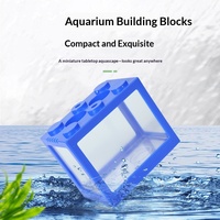 Aquarium en blocs de construction en plastique style influenceur, mini terrarium de bureau, décoration créative pour poissons Betta et poissons rouges