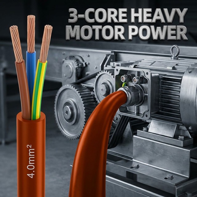 3 Core 4.0mm2 RVV Heavy Motor Power Cable for Warehouse Conveyor