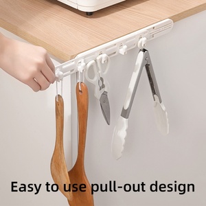 Free Punch Wardrobe Cabinet Wall-mounted Telescopic <b>Gap</b> Sticky Hook Towel Clip Hooks Clothes Rack Rails for Clothing Store - Product Image 2