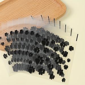 Pochette personnalisée en cellophane pour friandises, bonbons, biscuits, avec empreinte de patte d'animal, étiquette de scellage pour aliments pour chiens, sac à pain pour décorations de fête - Product Image 5