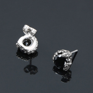Pendientes de tuerca con diseño de serpiente y piedra negra, engaste de bisel, joyería de moda, regalo - Product Image 4