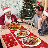 19-teiliges Umweltfreundliches 3mm Filz Weihnachts-Tischdekor-Set Tischdecke Untersetzer Bestecktasche Festliche Tischdekoration Personalisierte Weihnachtsdeko