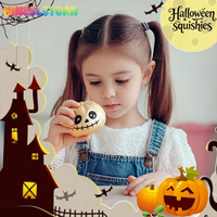 Jouet Squishy en Gelée d'Halloween en Forme de Citrouille et d'Œil, Jouet Sensoriel Anti-Stress à Presser en TPR