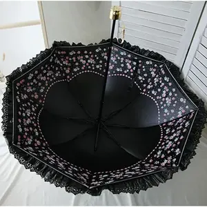 <span class=keywords><strong>Parasol</strong></span> 3D à fleurs en dentelle, revêtement noir, protection solaire <span class=keywords><strong>anti</strong></span> UV, <span class=keywords><strong>parasol</strong></span> princesse portable, résistant au <span class=keywords><strong>vent</strong></span>, vintage - Product Image 5