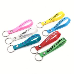 Bracelet porte-clés promotionnel personnalisé en silicone injecté d'encre de 12 mm, bracelet en caoutchouc, anneau en silicone, porte-clés - Product Image 5
