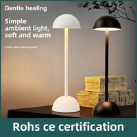 Lampe de table tactile à charge USB champignon transfrontalier moderne grande lumière d'ambiance de chevet en métal avec abat-jour rond pour une utilisation dans la chambre