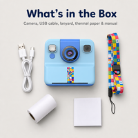 Appareil photo instantané pour enfants avec objectif rotatif, mini imprimante photo thermique, 200 DPI, écran IPS 2,4'', enregistrement photo et vidéo, à partir de 10 ans