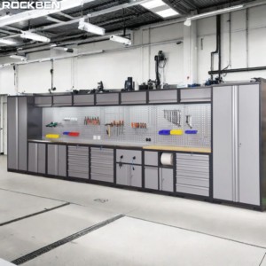 ROCKBEN Poste de travail de garage Armoire en acier inoxydable Rangement de garage Armoires à outils combinées <span class=keywords><strong>Atelier</strong></span> à usage intensif - Product Image 1