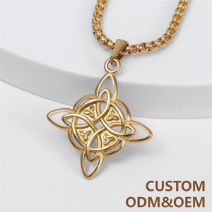 CAIOOCHE Collane con Ciondolo a Nodo di Strega in Acciaio Inossidabile Vintage, Nuovi Arrivi, <span class=keywords><strong>Gioielli</strong></span> Geometrici Hip-hop alla Moda per Uomo - Product Image 1