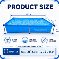 Grande piscine rectangulaire hors sol avec structure métallique, en acier, avec valve de vidange et kit de réparation