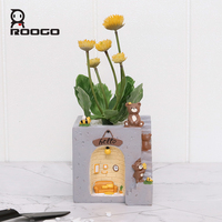 Pot de fleurs en résine 4 pouces, motif ours des bois et hérisson, pot à succulentes animalier de dessin animé mignon, décoration adorable pour la maison, la chambre et le bureau, cadeau naturel