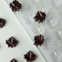 Moule à chocolat en forme de feuille d'érable à 21 cavités, moule à chocolat en plastique 3D personnalisé, outils pour gâteaux pour le jour de Thanksgiving