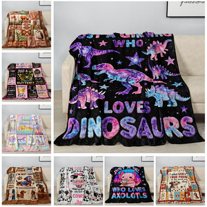 Manta <span class=keywords><strong>de</strong></span> Forro Polar con Estampado Digital <span class=keywords><strong>de</strong></span> Dinosaurios - Diseño <span class=keywords><strong>de</strong></span> Dibujos Animados Personalizado en Franela/Sherpa, Tamaño Personalizado para Regalo <span class=keywords><strong>de</strong></span> Habitación Infantil - Product Image 2
