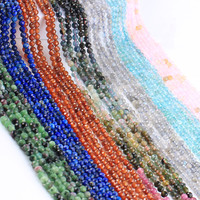 Perles de pierres naturelles facettées en vrac YWJC Crystal 54 Designs Agate Améthyste Turquoise Quartz Tourmaline 2mm 3mm 4mm pour la fabrication de bijoux