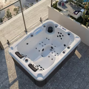 Moderno Spa de Natación de 1.8m para 3 Personas, Jacuzzi Exterior de Acrílico con Luces LED, Piscina de Hidromasaje Cuadrada, Sistema Balboa Chino para Hoteles - Product Image 1