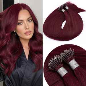 Nano Tip Hair <b>Extensions</b> Invisible Nano Ring Hair <b>Extensions</b> Burgundy #99J Straight Micro <b>Bead</b> Nano Ring Tip Hair <b>Extensions</b> - Product Image 1