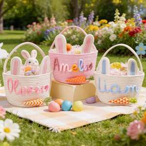 Panier en coton personnalisé pour la chasse aux œufs de Pâques - Cadeau d'anniversaire - Product Image 2
