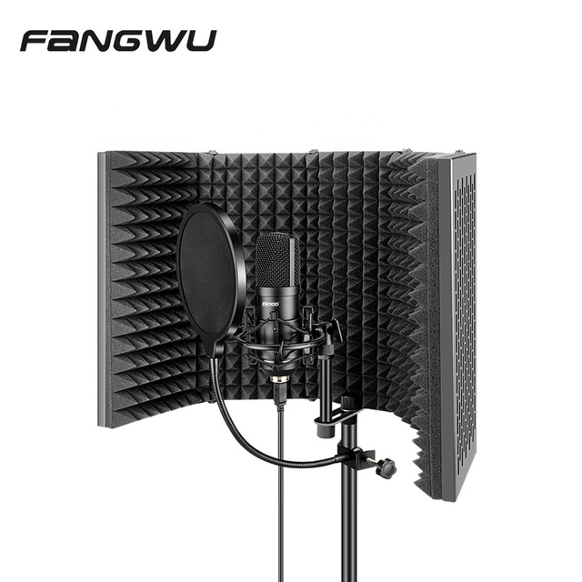 5 Panel Foldable Studio Microphone Sound Acoustic Recording Soundproof Isolation Shield Filt
